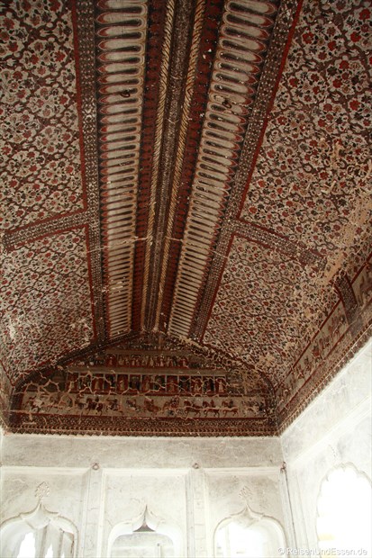Deckengemälde im Stadtpalast (Raj Mahal) in Orchha