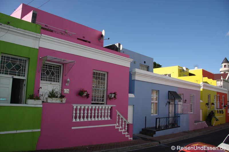 Bunte Häuser im Stadtteil Bo-Kaap in Kapstadt
