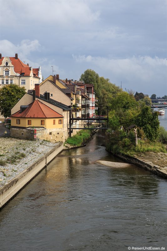 Blick auf die Donau-Insel von der steinernen Brücke