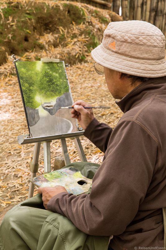 Maler im Bambuswald von Tenryu-ji