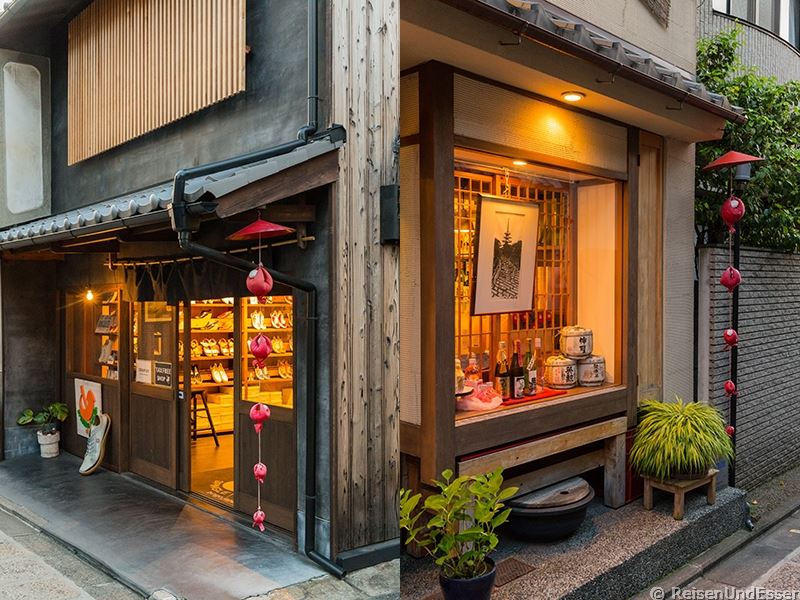 Läden in den Gassen bei der Tour durch Higashiyama in Kyoto