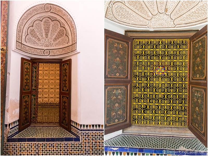 Fenster mit Ornamente im Bahia Palast in Marrakesch