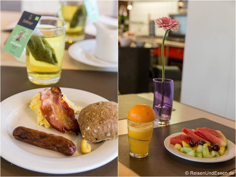 Frühstück mit Ei, Schinken, Obst im Mercure Hotel Regensburg