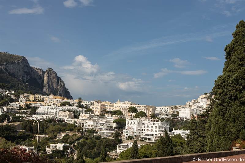 Blick auf die weißen Häuser in Capri