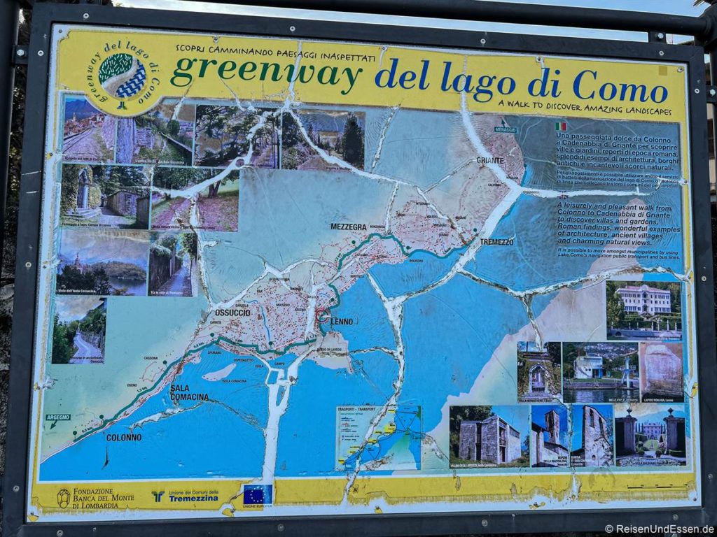 Übersichtskarte für Grüner Weg des Comer Sees