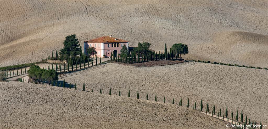 Bauernhaus und Zypressen bei Montalcino - Fotospots in der Toskana