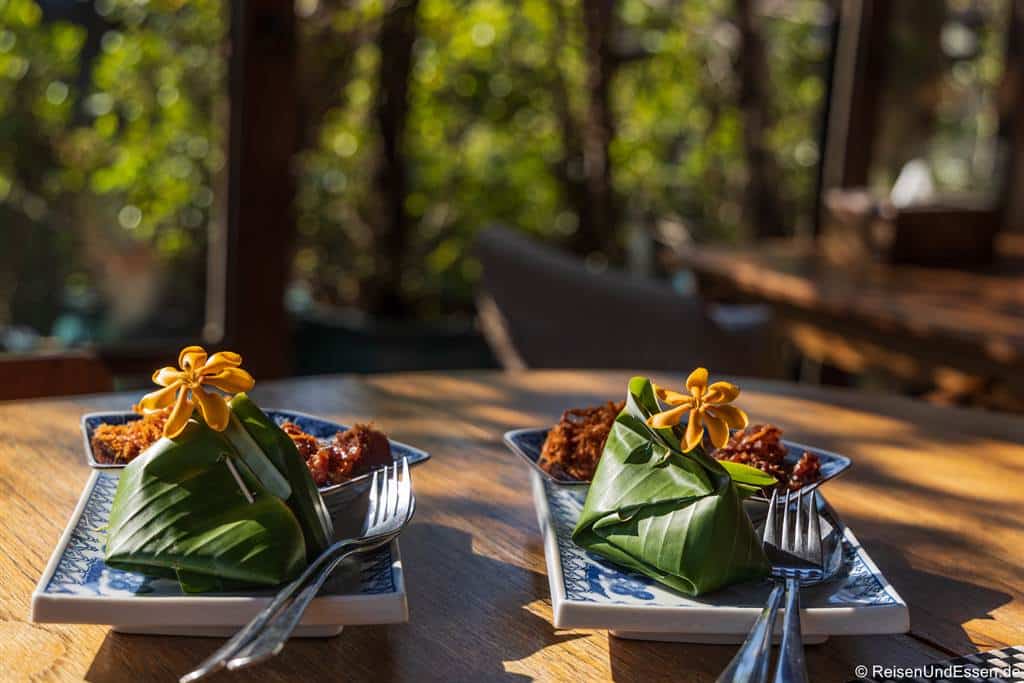 Thailändische Speise zum Frühstück im Siamotif Hotel in Bangkok